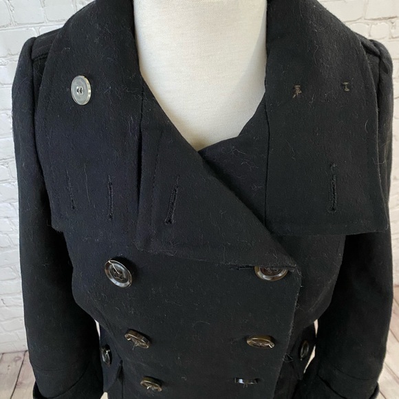 TOPSHOP Wool Blend Black Pea Coat - Picture 10 of 10